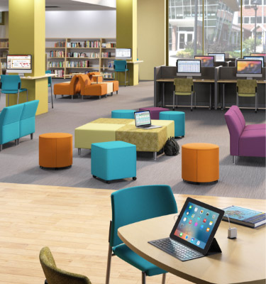 3D rendering of a clean and bright learning space