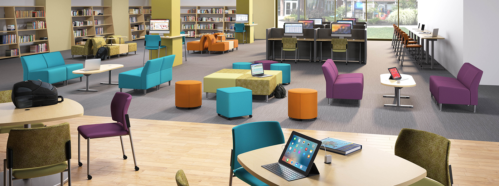 3D rendering of a clean and bright learning space
